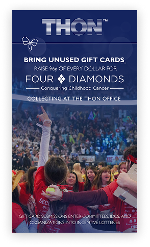 THON gift card donation initiative graphic