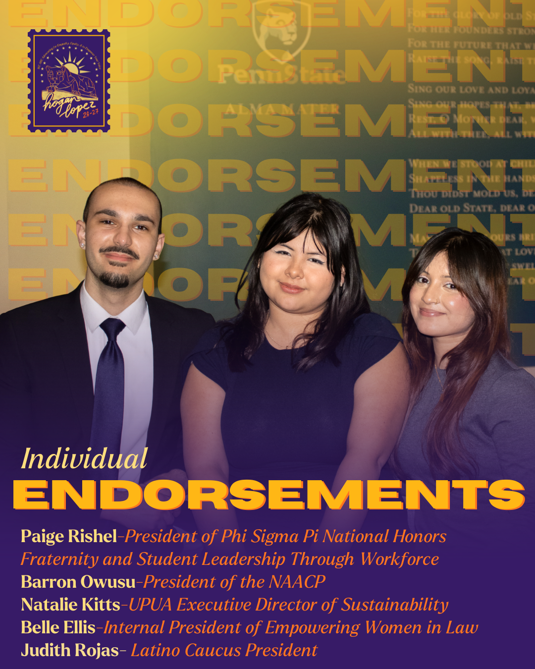 Individual endorsements list, group two