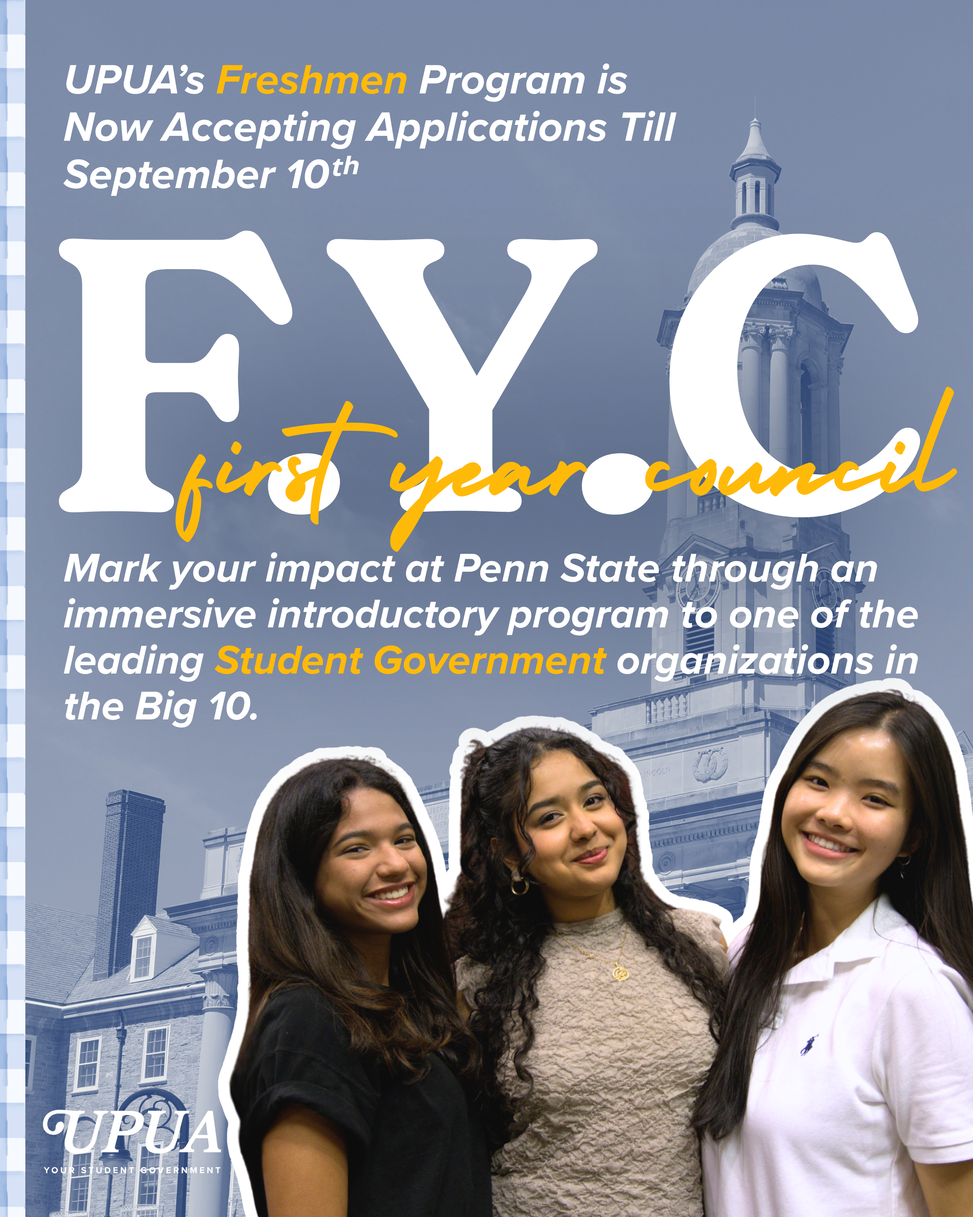 UPUA First Year Council applications open graphic
